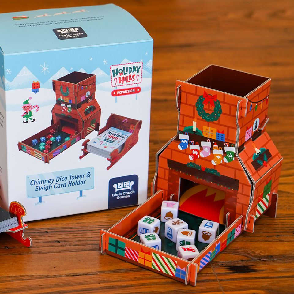Chimney Dice Tower & Sleigh Card Holder