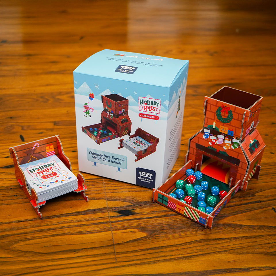 Chimney Dice Tower & Sleigh Card Holder